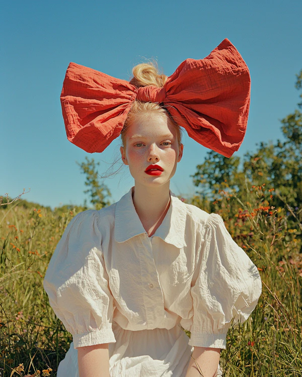 Woman in Red Bow