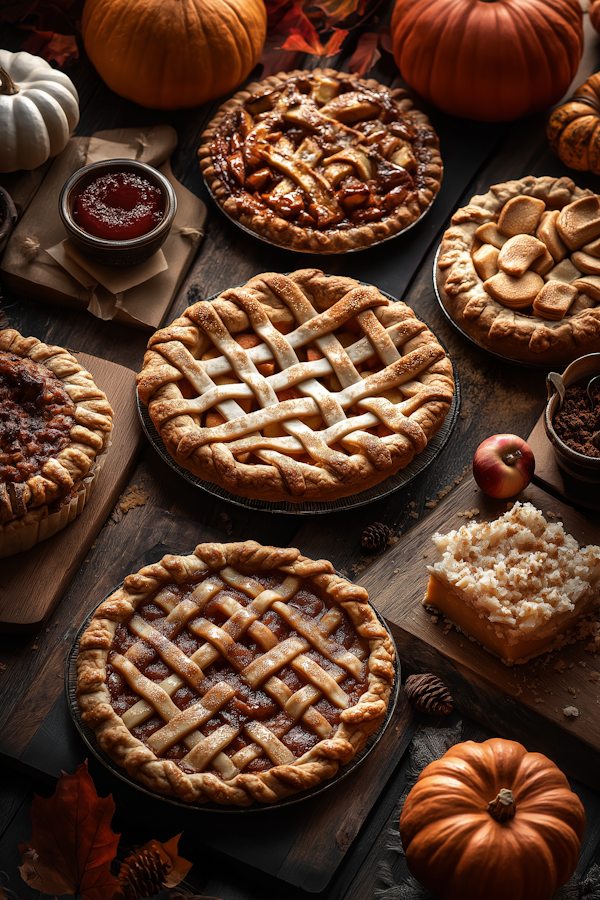 Autumnal Pies on Rustic Table