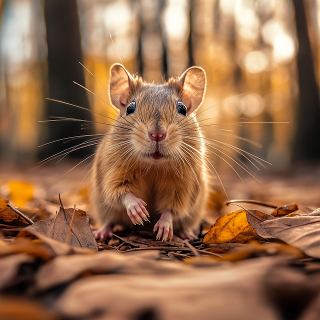 Curious Mouse in Autumn Forest