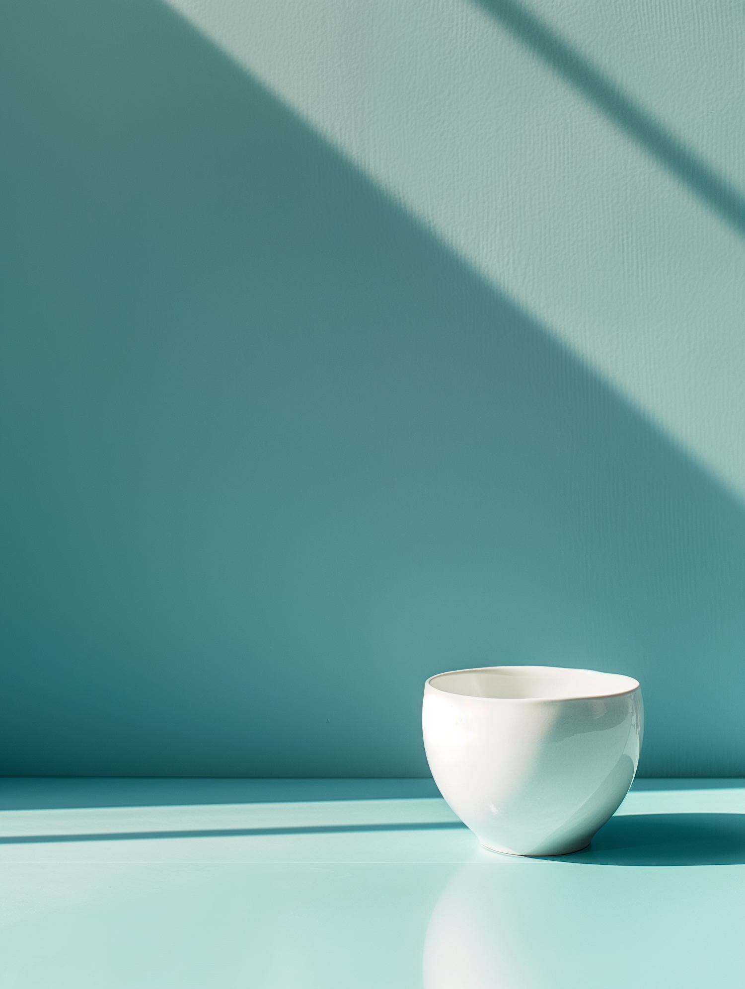 Minimalist White Bowl on Teal Background