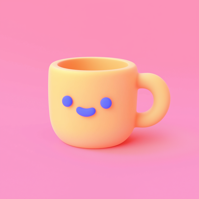 Happy Yellow Mug on Pink