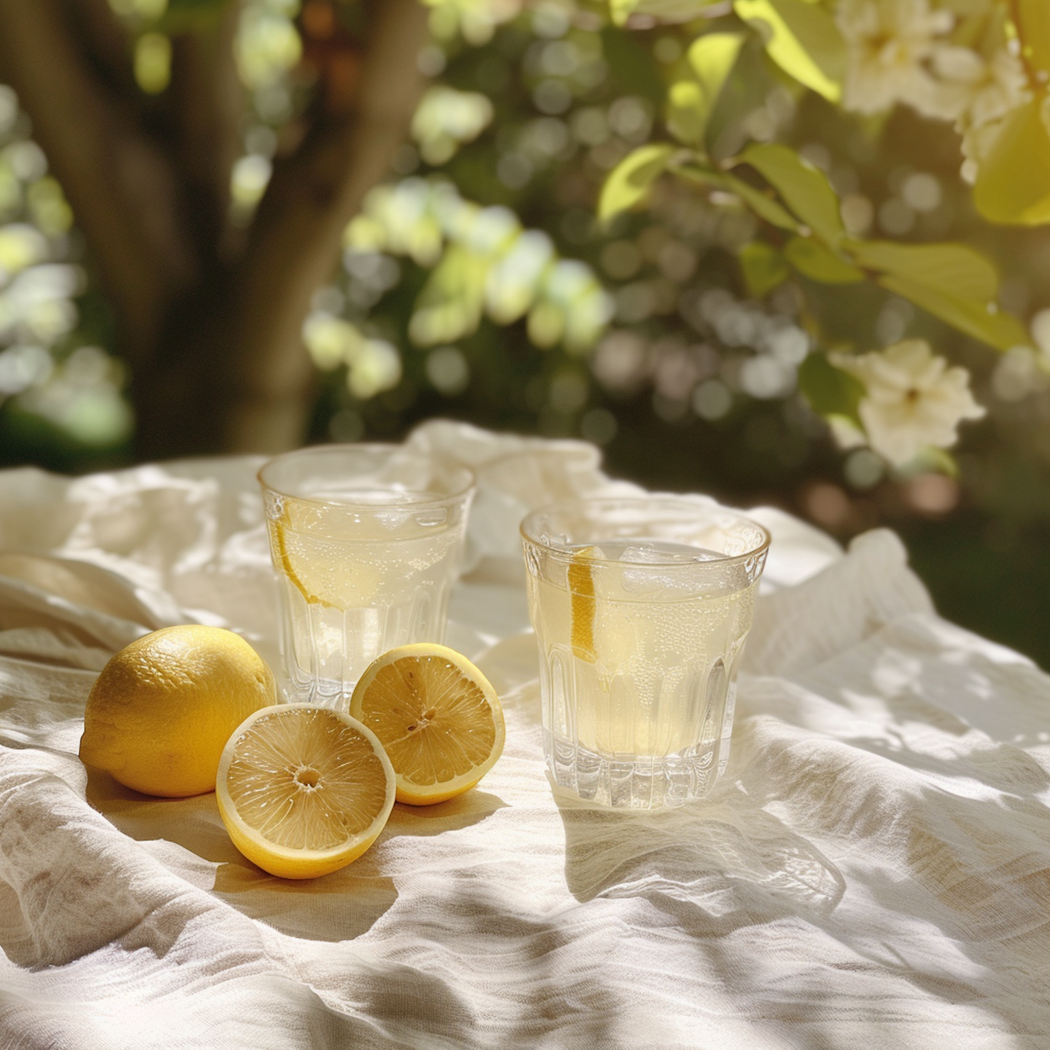 Refreshing Lemon Beverage Outdoors