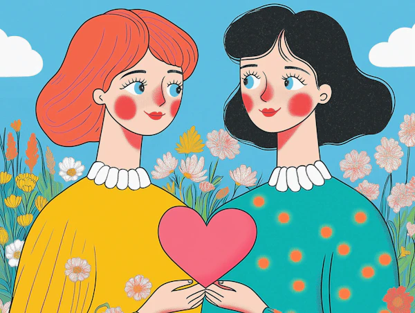 Stylized Figures with Heart