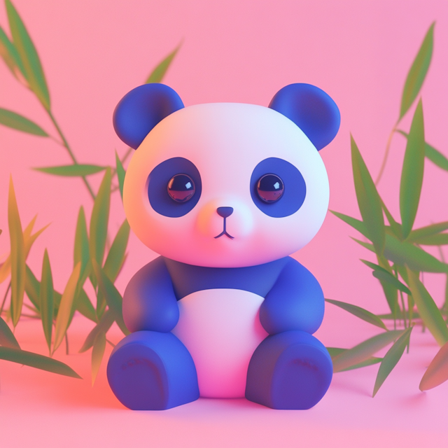 Stylized 3D Rendered Blue Panda