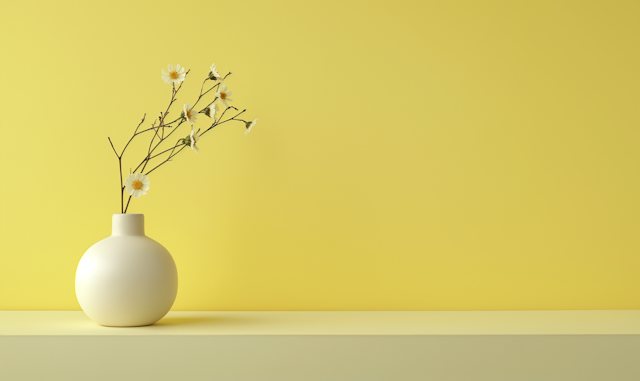 Minimalist White Vase with Flowers