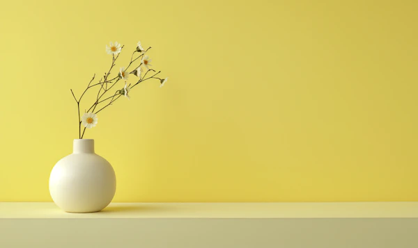 Minimalist White Vase with Flowers