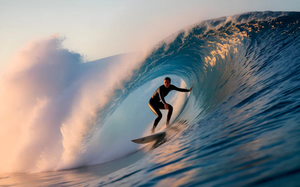 Surfer Riding Wave