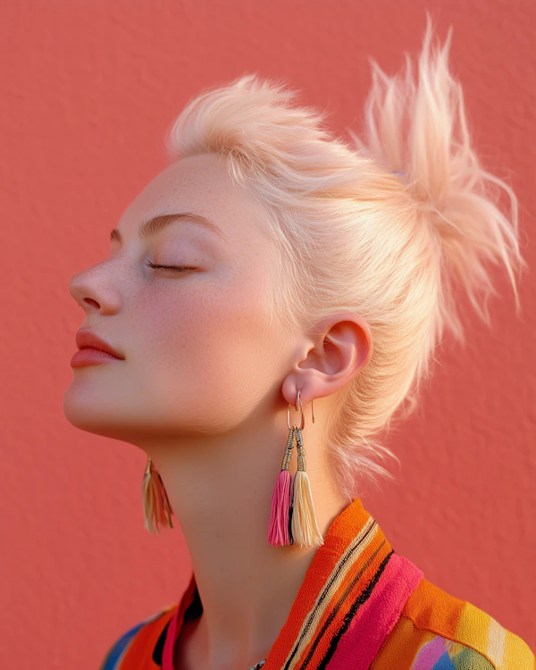 Serene Portrait with Tassel Earrings