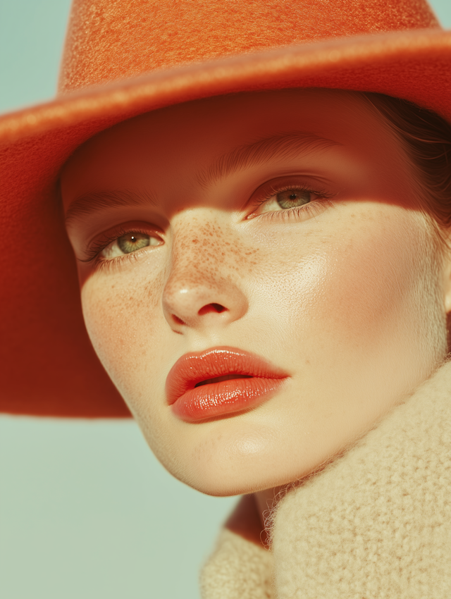 Close-up Portrait with Orange Hat