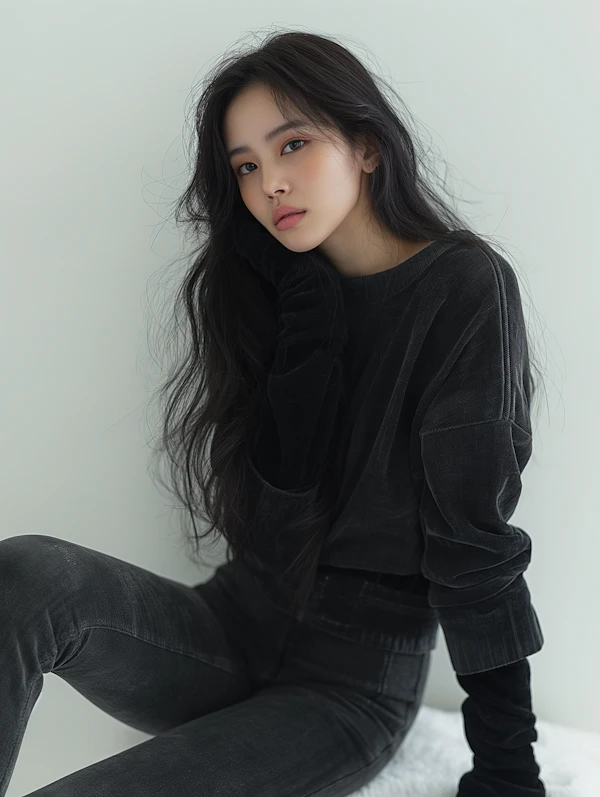 Serene Woman in Minimalist Setting