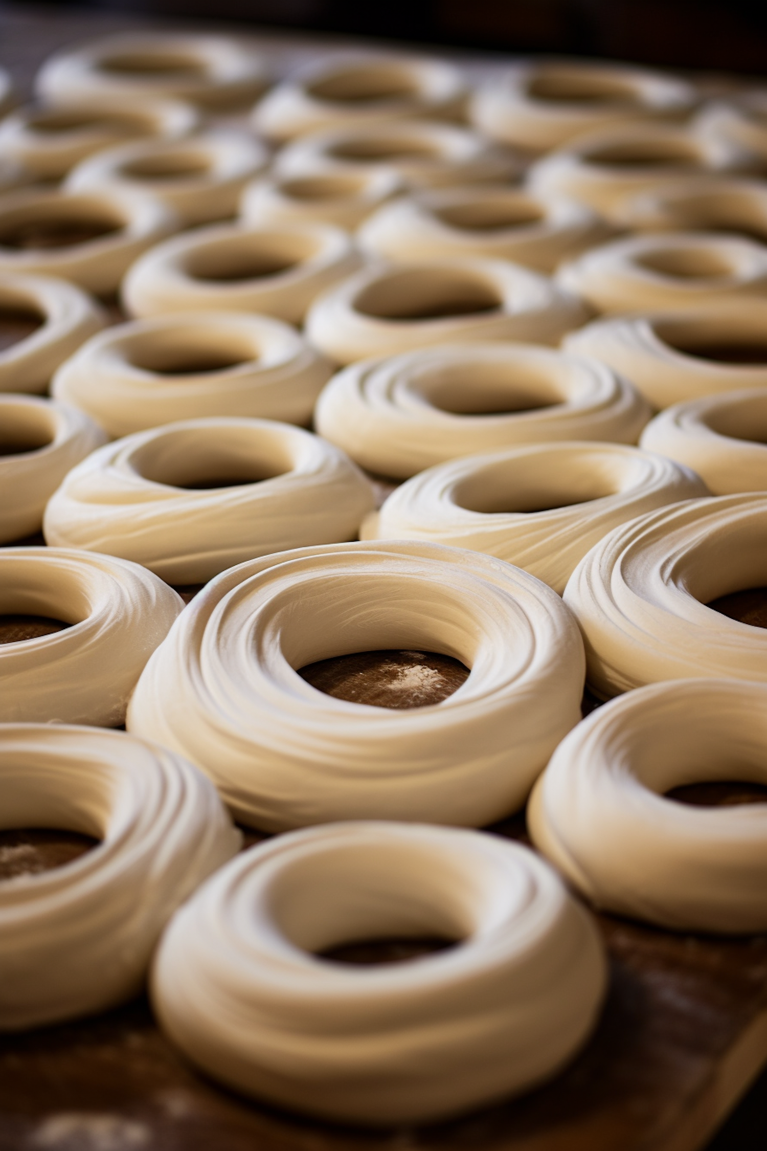 Prepped Dough Rings for Baking