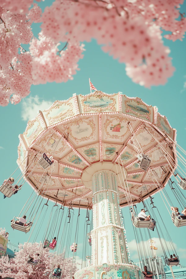 Amusement Park Carousel Scene