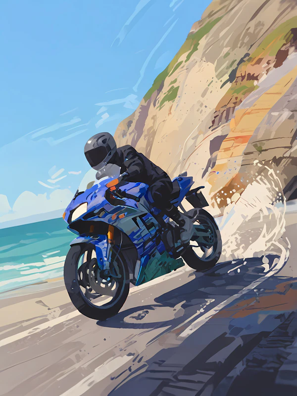 Motorcyclist on Coastal Road