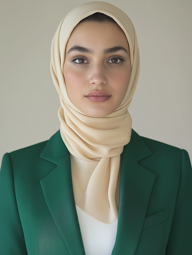 Woman in Hijab with Green Blazer