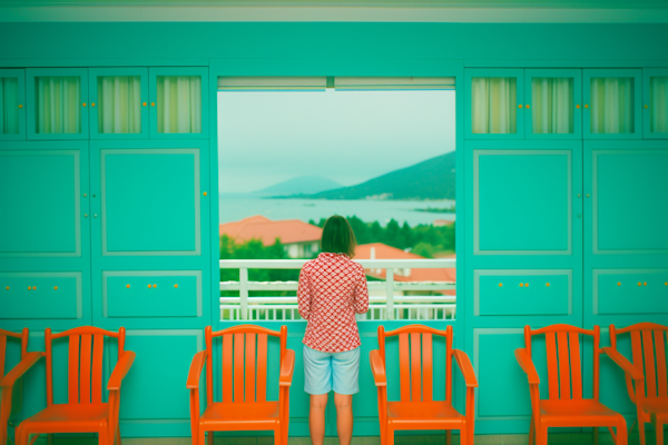 Contemplation on a Colorful Balcony