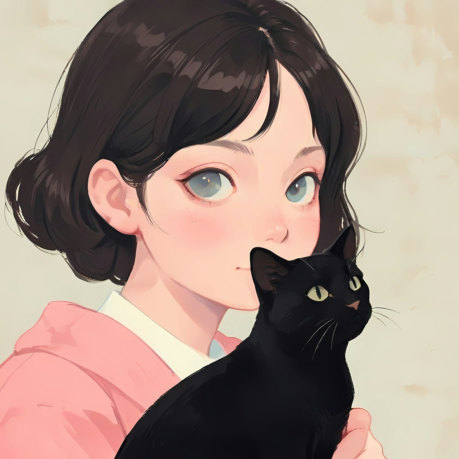 Woman with Black Cat