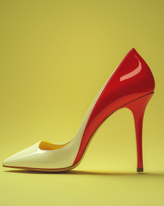 High-Heeled Shoe on Yellow Background