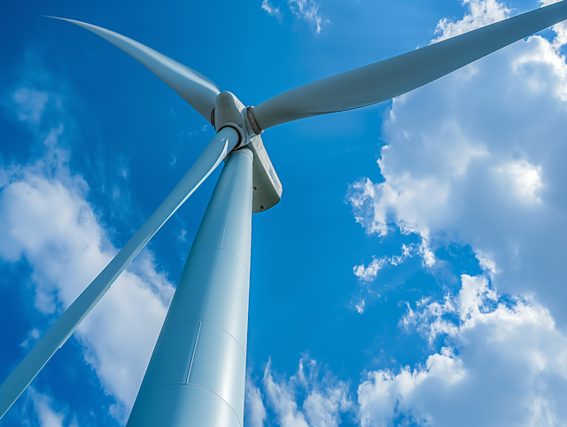 Wind Turbine Against Blue Sky