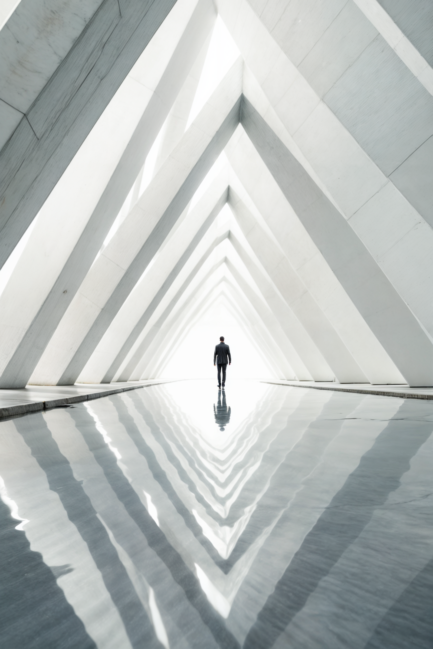 Solitary Journey Through Futuristic Architecture