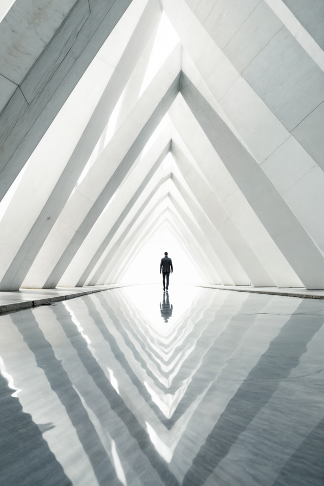 Solitary Journey Through Futuristic Architecture