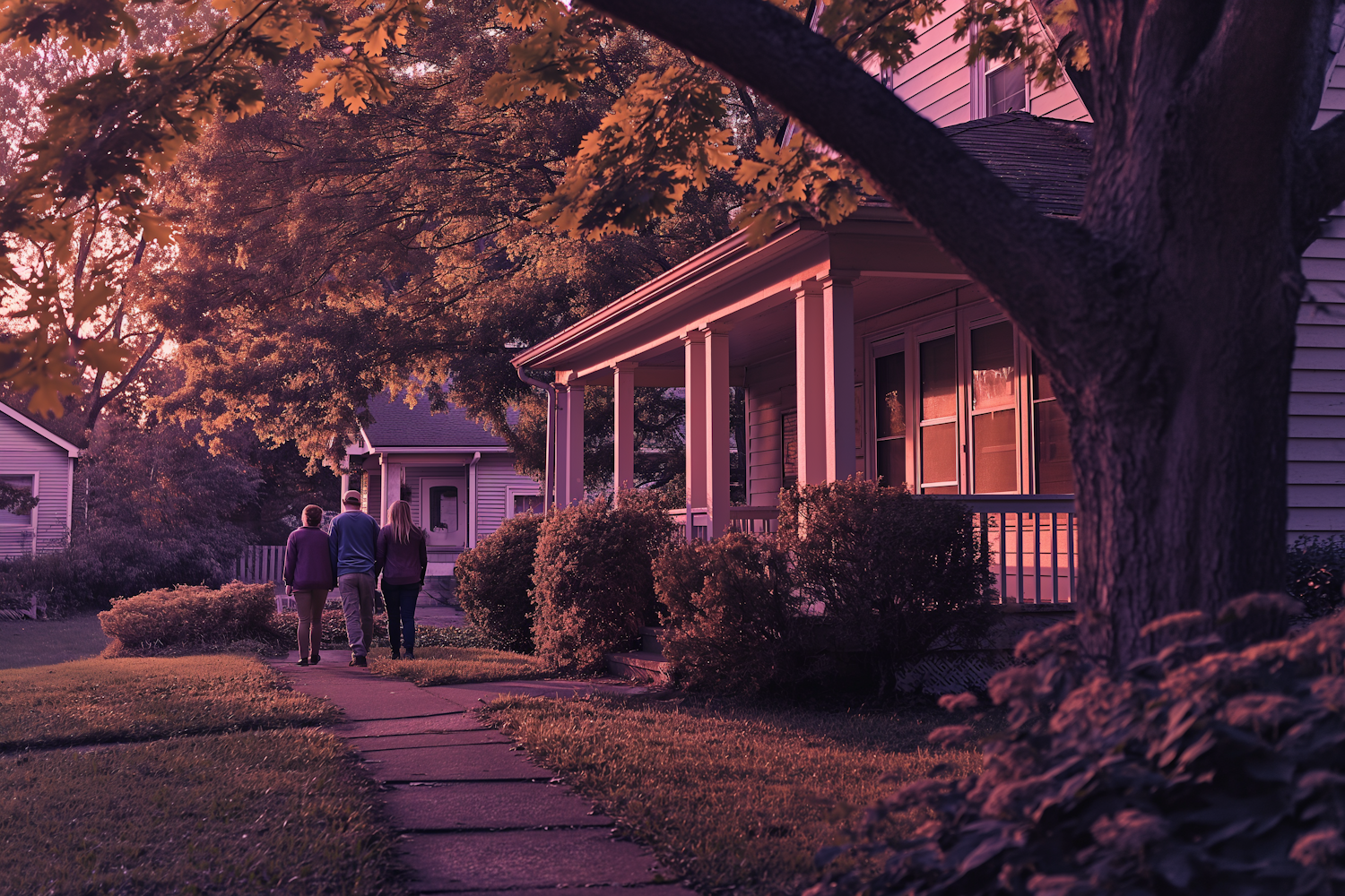 Golden Hour Companionship in Suburbia