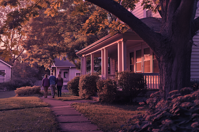 Golden Hour Companionship in Suburbia