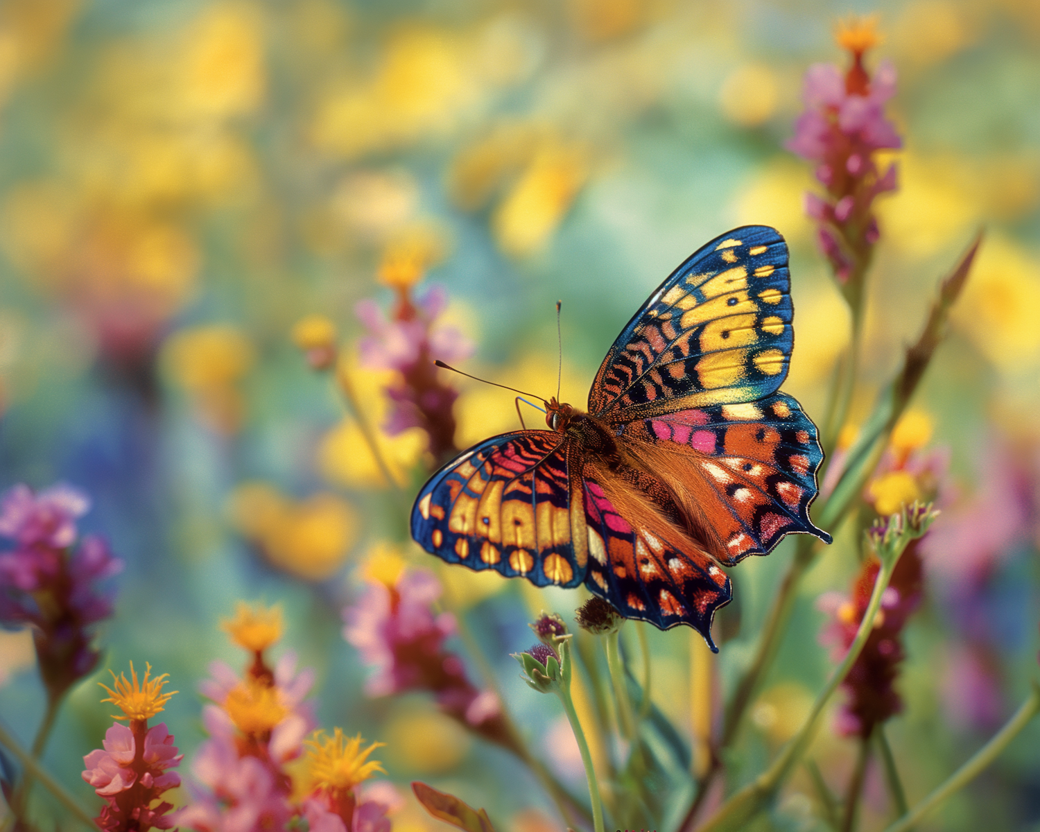 Vibrant Butterfly on Flowers