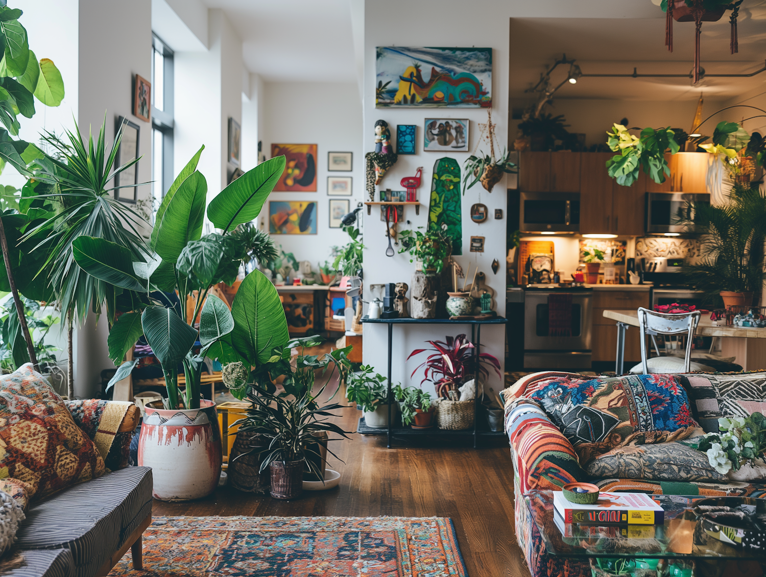 Eclectic and Plant-filled Living Space