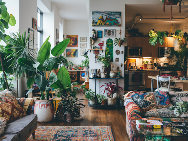 Eclectic and Plant-filled Living Space