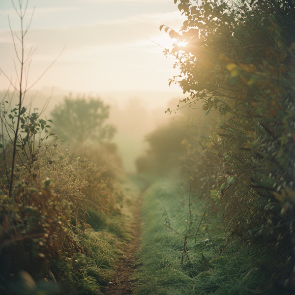 Serene Morning on a Forest Path