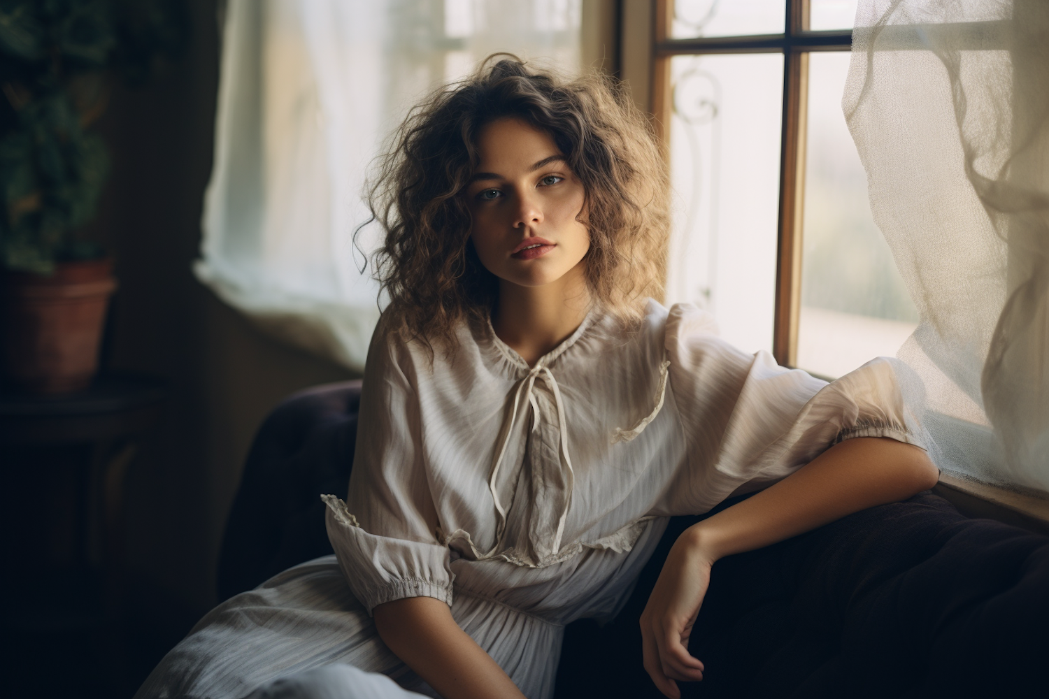 Serene Contemplation by the Window