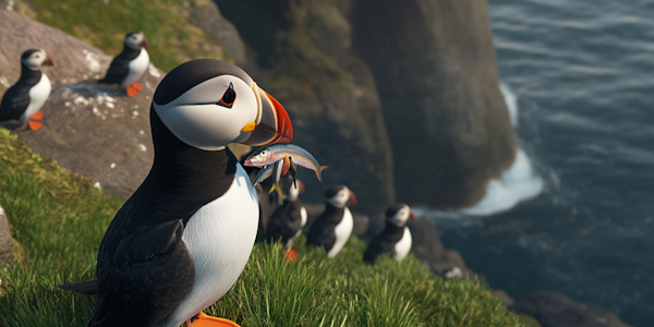 Puffins on Cliffside