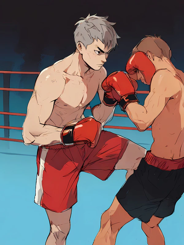 Intense Boxing Match