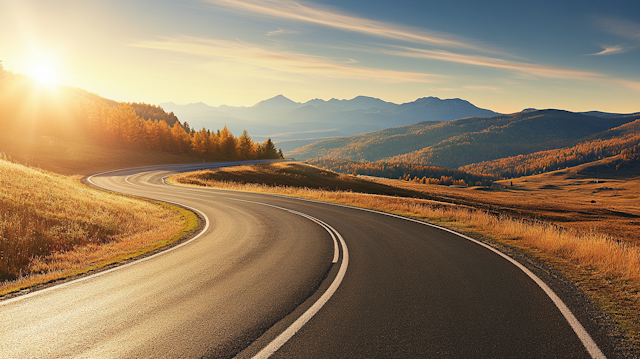 Winding Road at Sunset