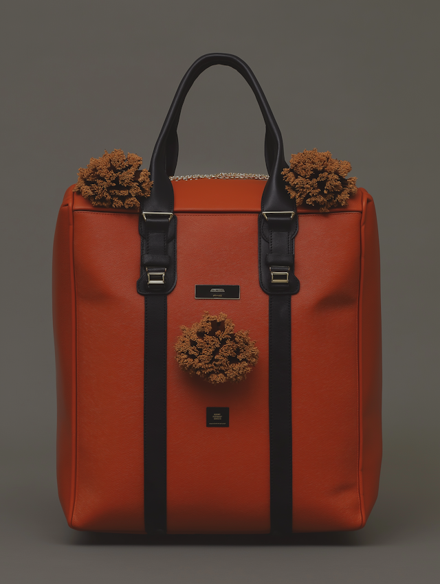 Striking Orange Bag with Black Handles