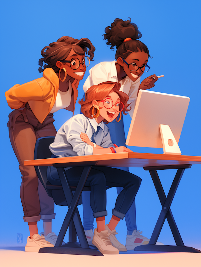 Collaborative Women at Computer