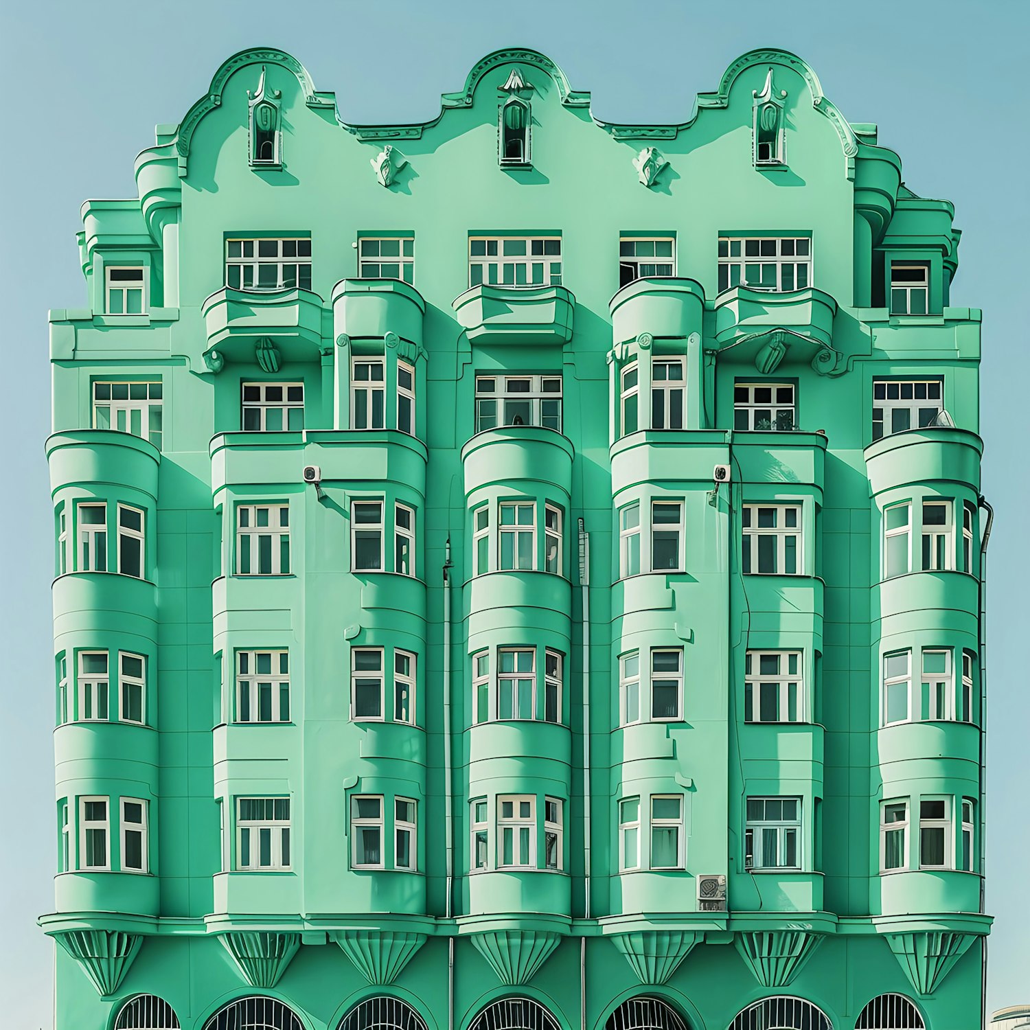 Mint-Green Art Nouveau Building