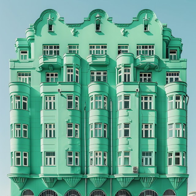 Mint-Green Art Nouveau Building