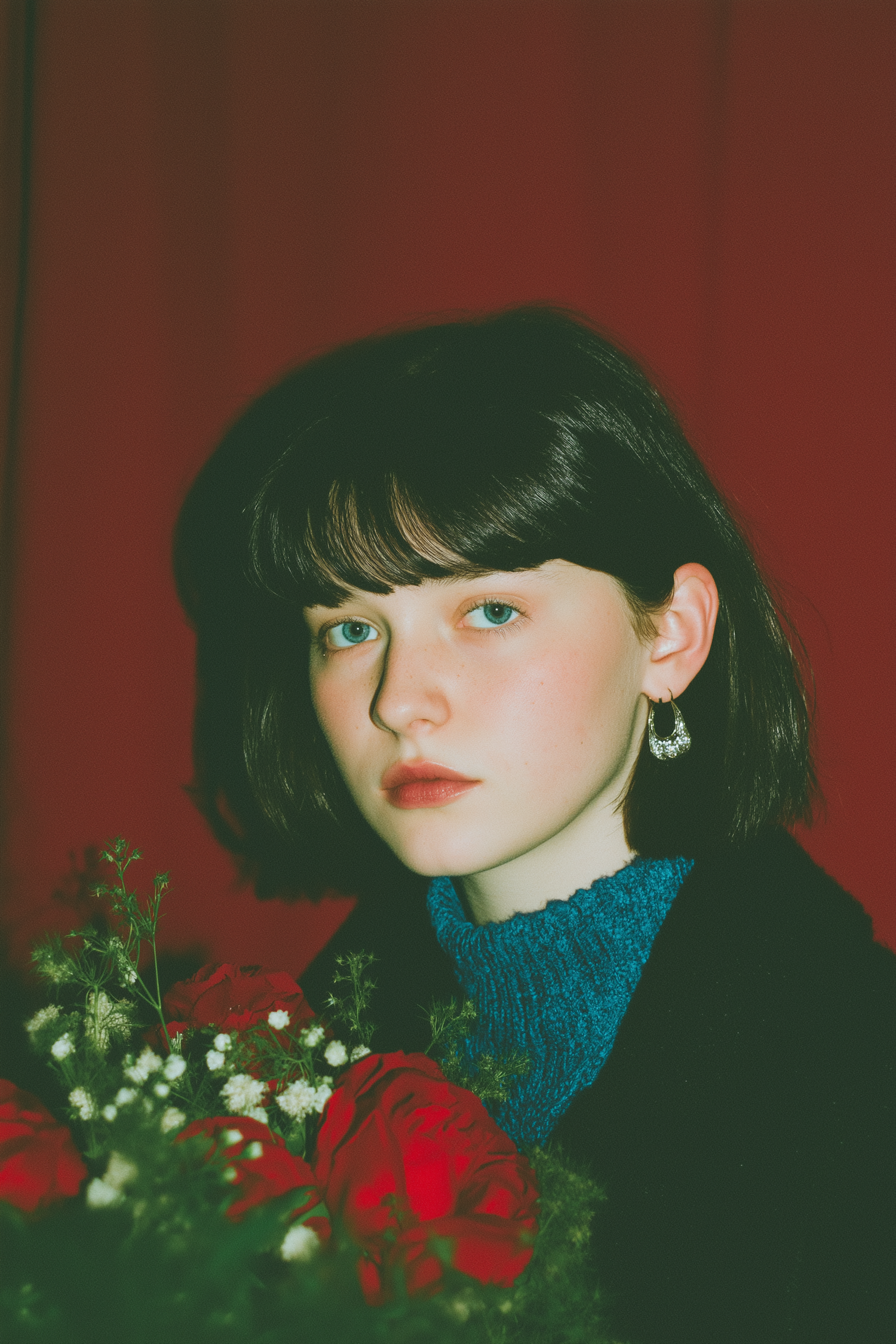 Woman with Red Roses