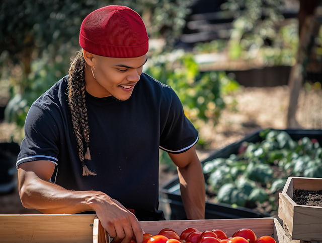 Young Man Handling Fresh Produce