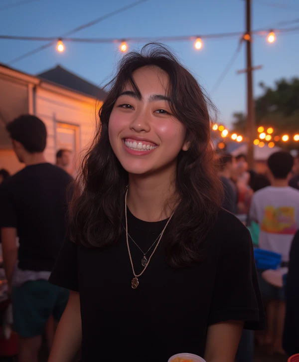 Joyful Woman at Festive Gathering