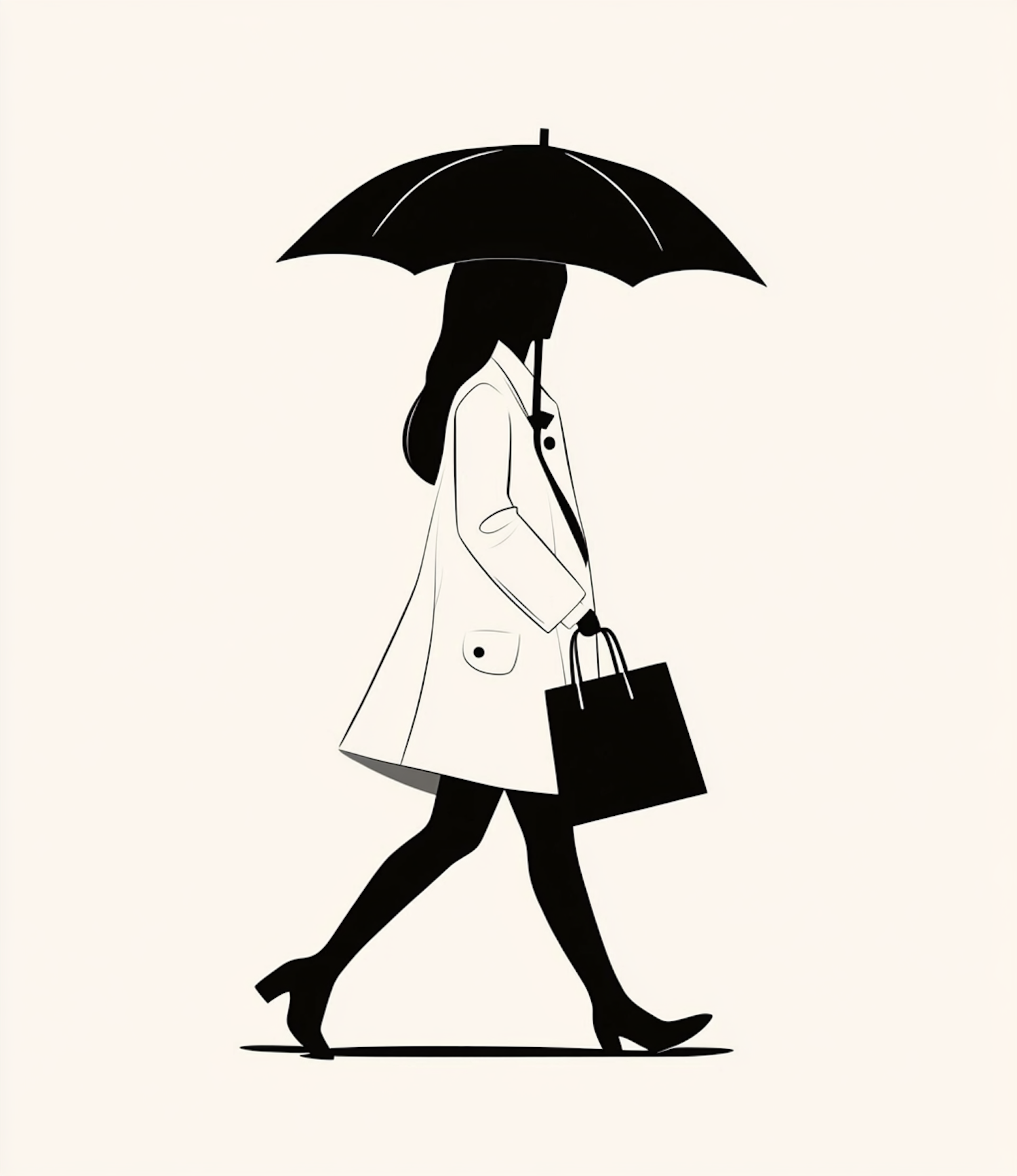 Stylized Illustration of Woman Walking