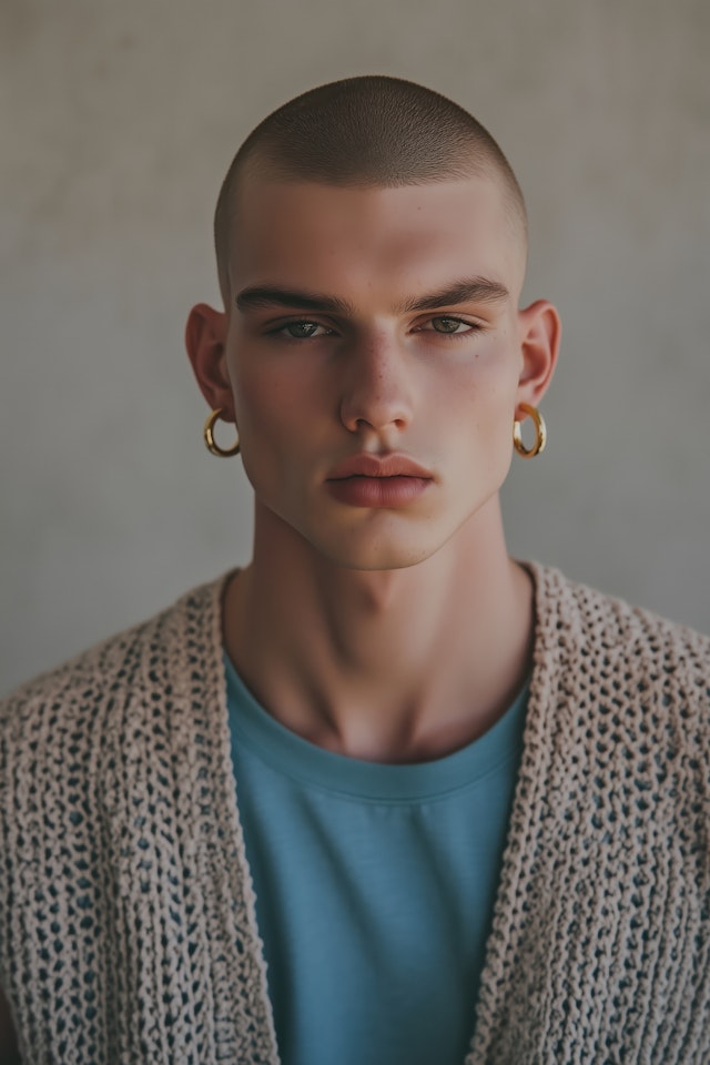 Portrait of a Person with Gold Hoop Earrings