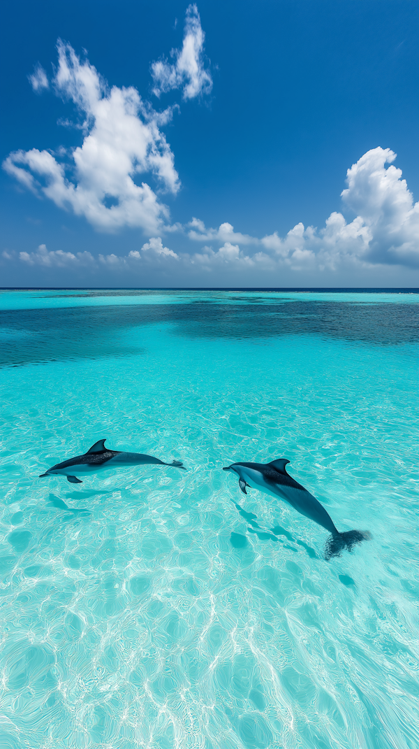 Serenity in Blue: Dolphins at Play