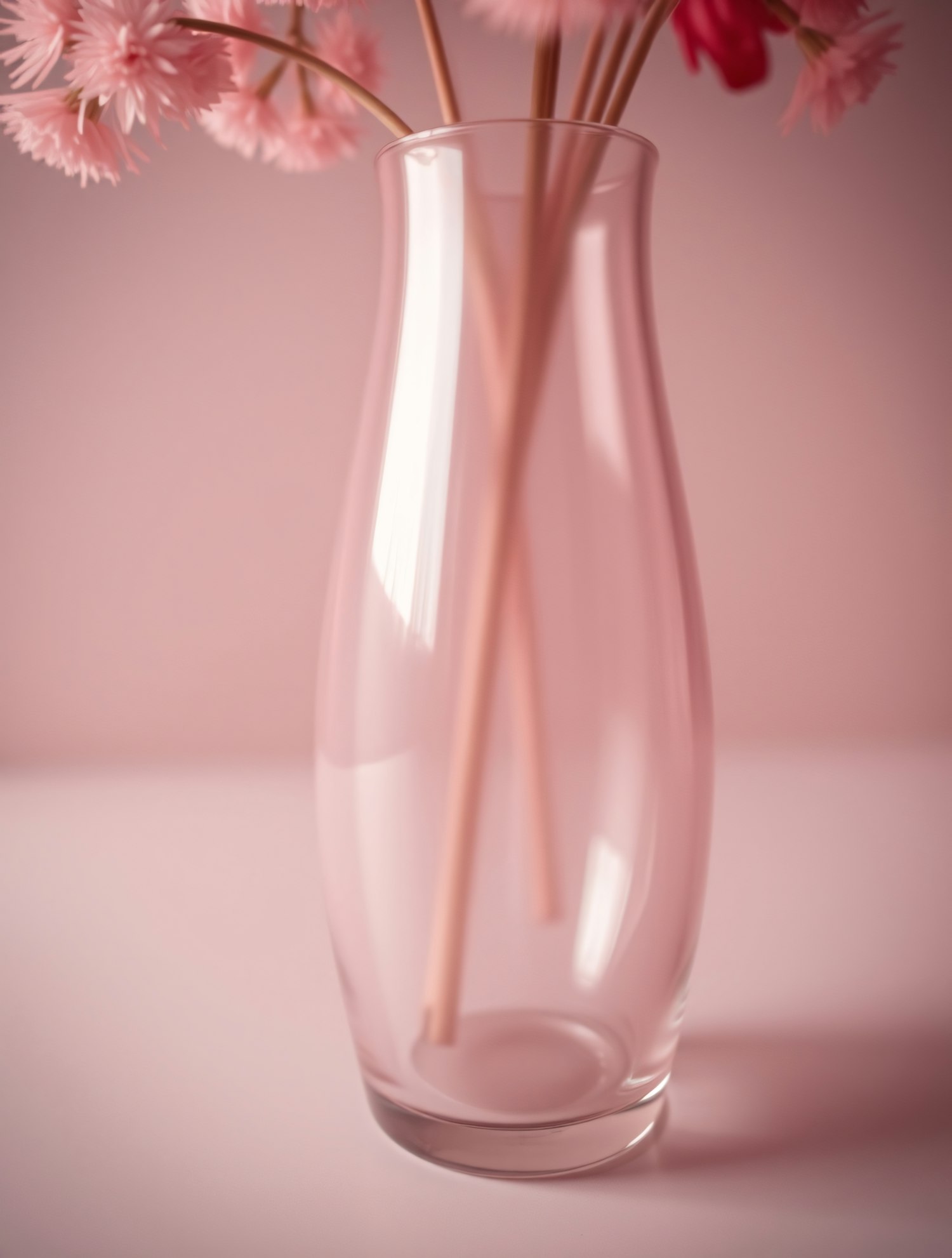 Elegant Glass Vase with Pink Flowers