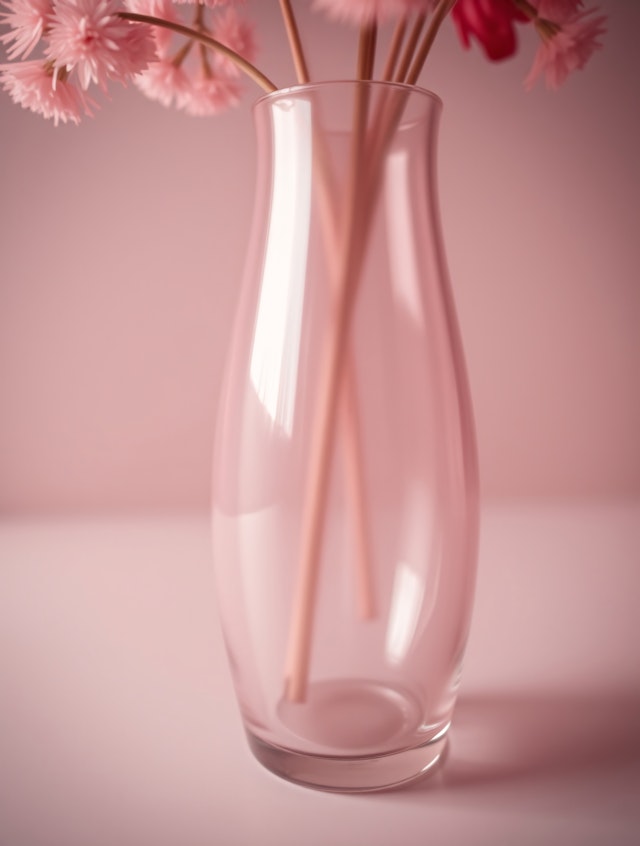 Elegant Glass Vase with Pink Flowers