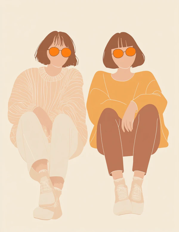 Two People in Orange-Tinted Sunglasses