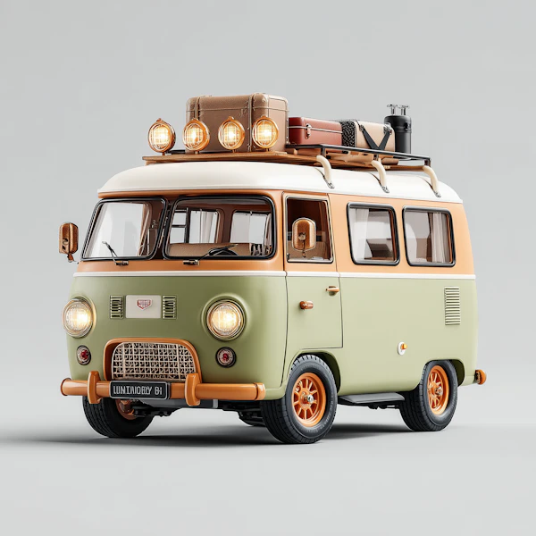 Retro Green-Orange Van