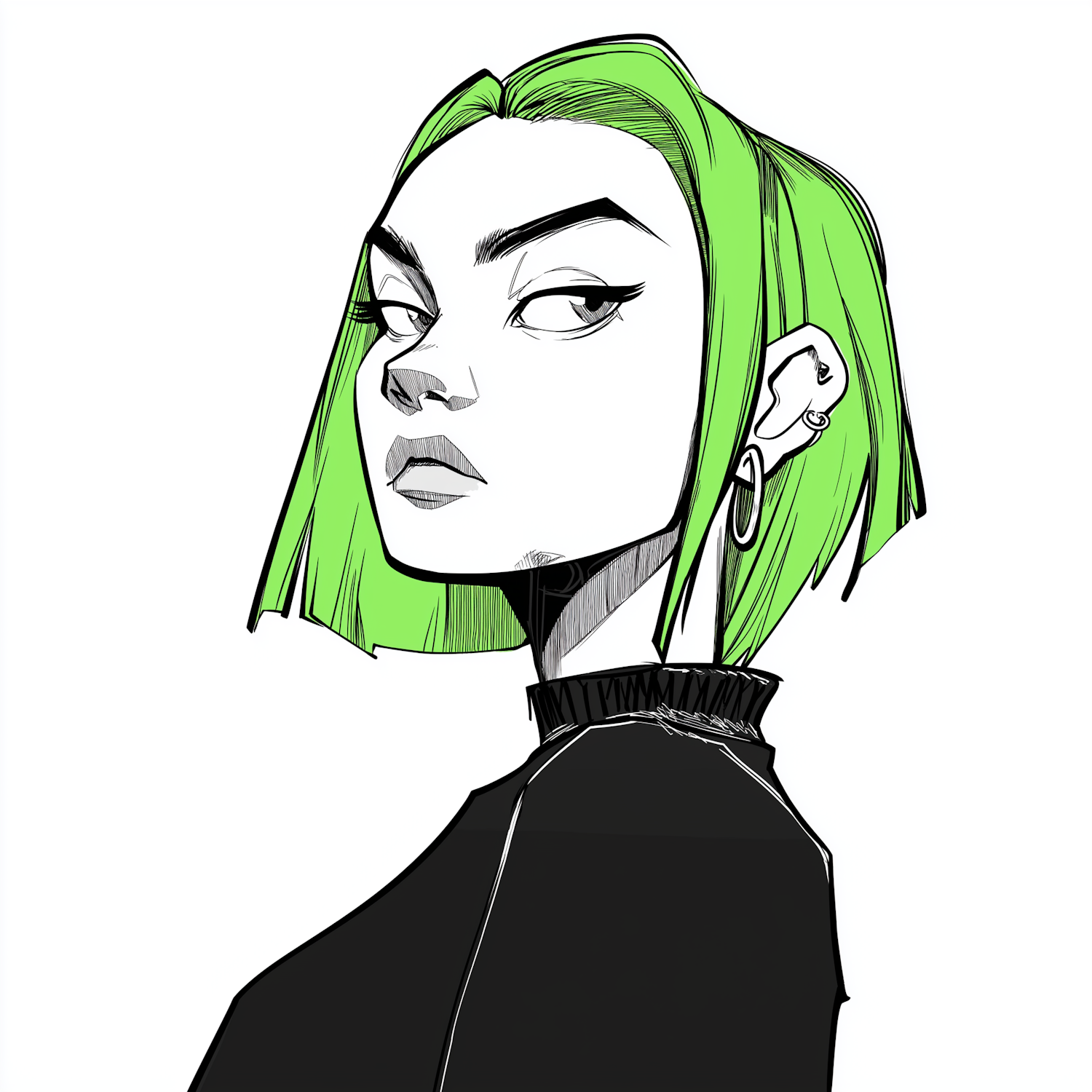 Vibrant Green Hair Portrait