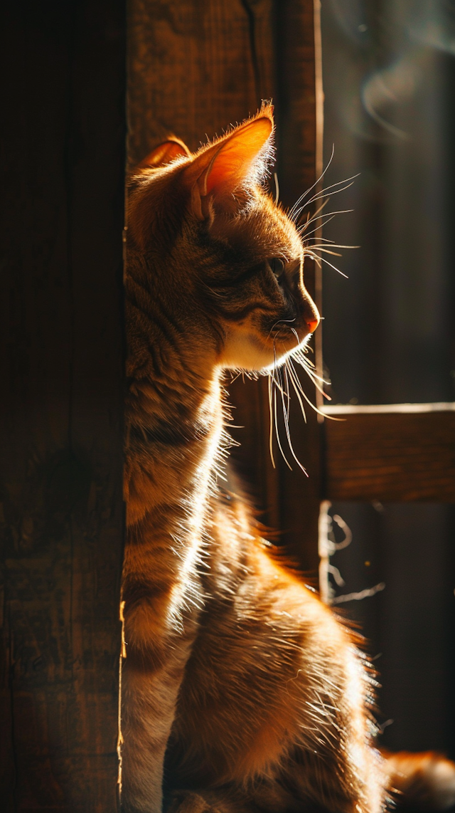 Sunlit Cat by the Window